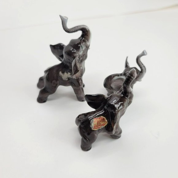 Elephant Figurine Family of 3 Made in Japan Grey Fine Bone China Vintage PR303 - Picture 3 of 10